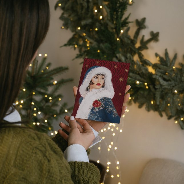 Art Deco retro vintage Christmas lady  Card (Creator Uploaded)