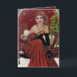 Art Deco retro vintage Christmas lady Holiday Card<br><div class="desc">Art Deco retro vintage Christmas lady Holiday Card</div>