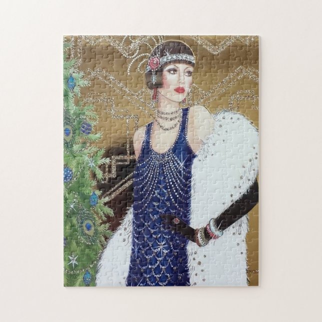 art deco retro vintage Christmas lady Jigsaw Puzzle (Vertical)