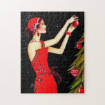 art deco retro vintage Christmas lady Jigsaw Puzzle<br><div class="desc">art deco retro vintage Christmas lady jigsaw puzzle</div>