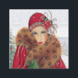 art deco retro vintage Christmas lady Square Business Card<br><div class="desc">art deco retro vintage Christmas lady Square Business Card</div>
