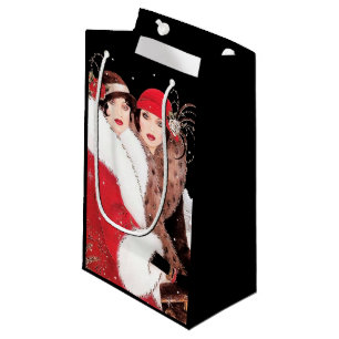 art deco retro vintage ladies Christmas Holiday Small Gift Bag