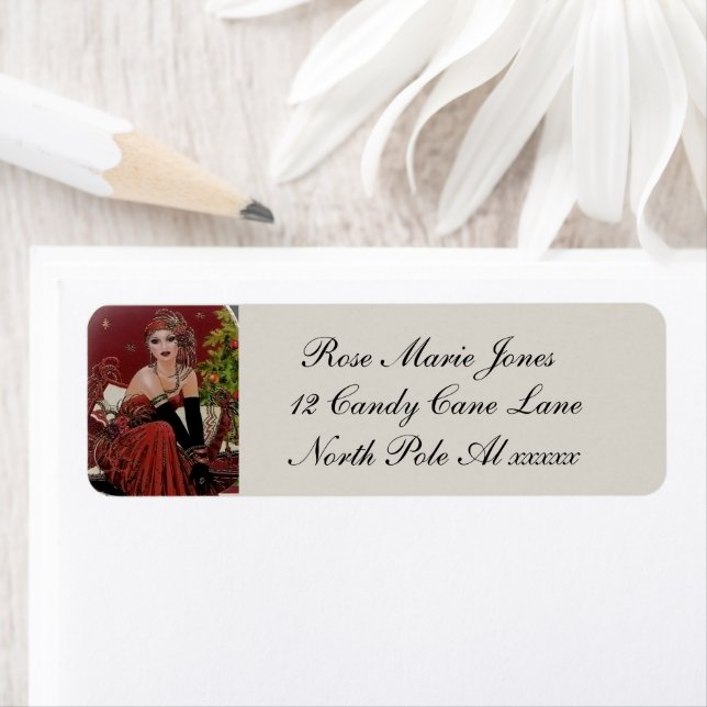 Art Deco Retro vintage lady  Label (Insitu)