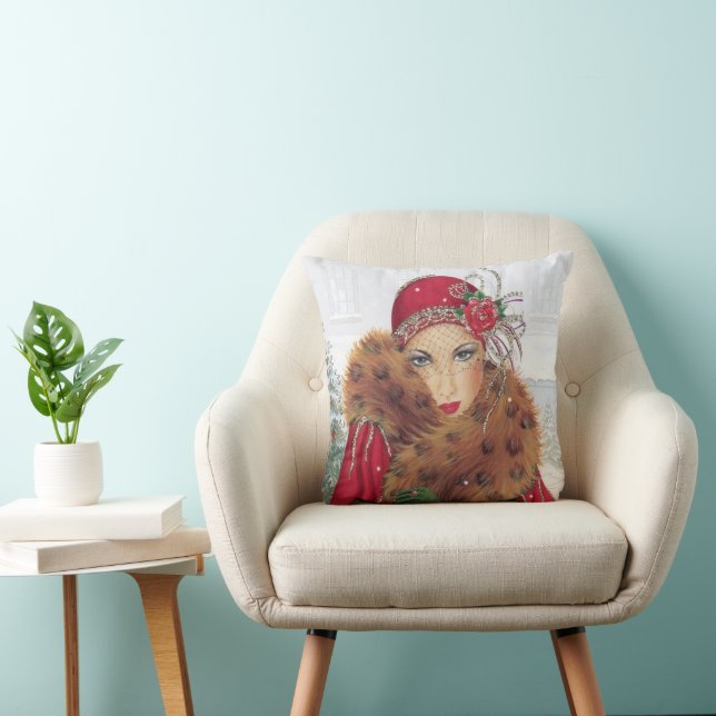 art deco retro vintage Throw Pillow (Chair)