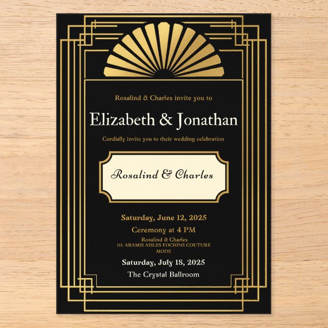 Art Deco Roaring 20s Acrylic Invitations (Front)
