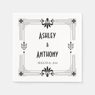 Art Deco Roaring 20s Bride Groom Date Wedding Napkin