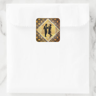 Art Deco Roaring 20's Couple New Year's Eve Party Square Sticker