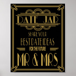 Art Deco Roaring 20's Date Jar wedding party Print