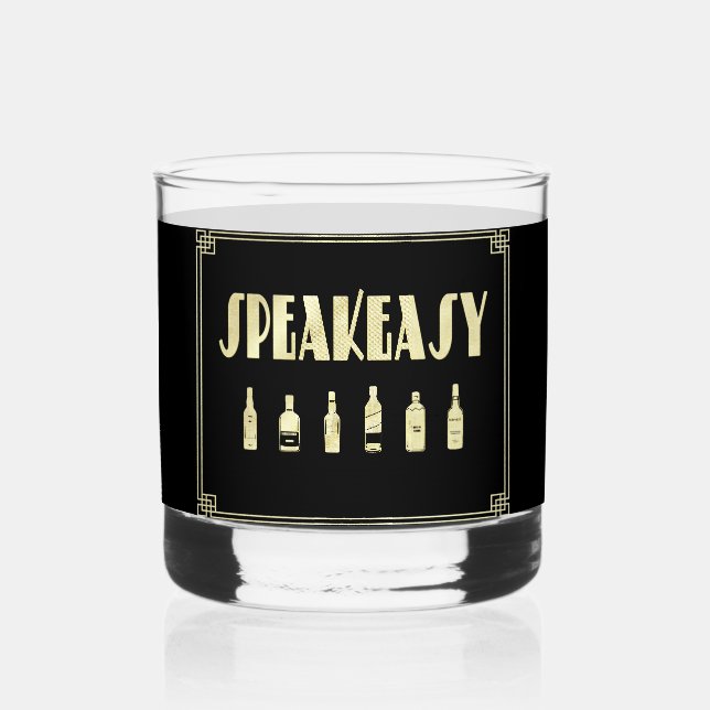 Art deco roaring 20's speakeasy prohibition   whiskey glass (Front)