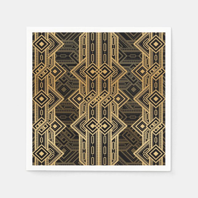Art deco roaring twenties black and gold design napkin (Front)