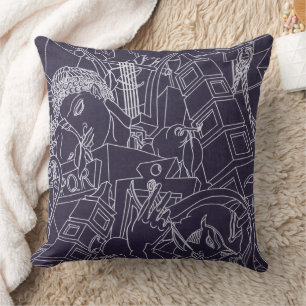 Art Deco Roman SPQR Dark Purple Aesthetic Art Cushion