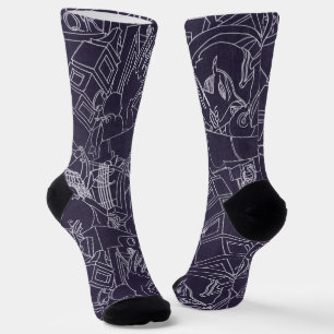 Art Deco Roman SPQR Dark Purple Aesthetic Art Socks