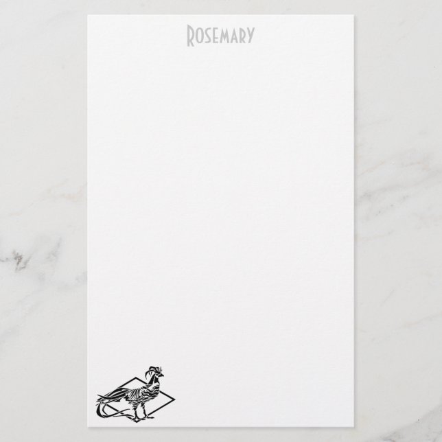 Art Deco Rooster stationery personalised (Front)