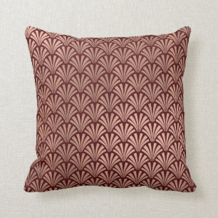 Art Deco Rose God Copper Burgundy Seashells Scales Cushion