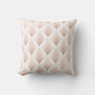 Art Deco Rose God Copper White Geometric  Tribal Cushion