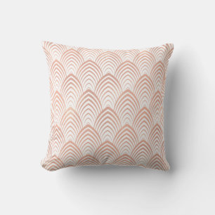 Art Deco Rose God Copper White Scales Geometry Cushion