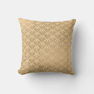 Art Deco Rose God Copper Yellow Seashells Scales Cushion