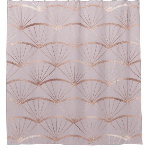 Art deco, rose gold fan tiles. shower curtain