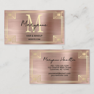 Art Deco Rose Gold Monogram Business Card