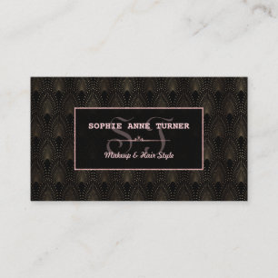 Art Deco Rose Gold Monogram Makeup Artist Business Card