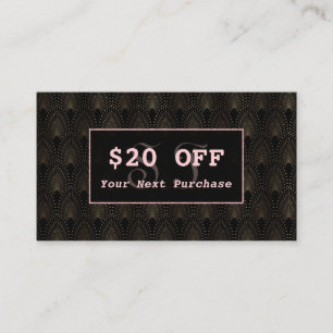 Art Deco Rose Gold Monogram Makeup Artist Discount Card