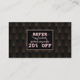 Art Deco Rose Gold Monogram Makeup Artist Referral Card