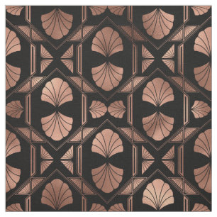 Art Deco Rose Gold Shells on Black Fabric