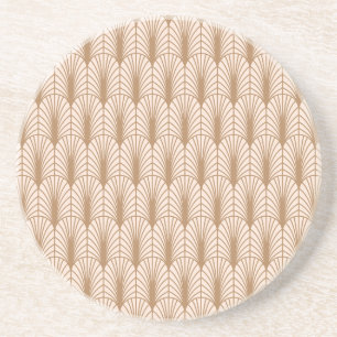 Art Deco Rose: Golden Peacock Feathers Coaster