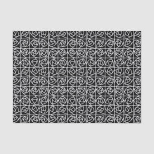 Art Deco Rose Squares Stylised Floral black white Tissue Paper