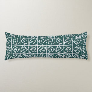 Art Deco Rose Squares Stylised Floral green Body Cushion
