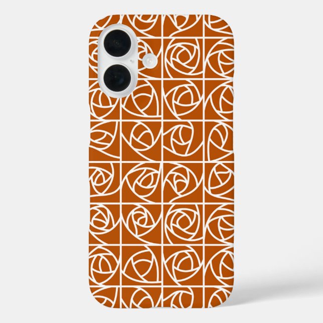 Art Deco Rose Squares Stylised Floral orange Case-Mate iPhone Case (Back)