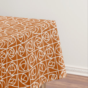Art Deco Rose Squares Stylised Floral orange Tablecloth