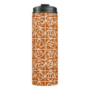 Art Deco Rose Squares Stylised Floral orange Thermal Tumbler