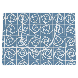 Art Deco Rose Squares Stylised Floral pale blue Large Gift Bag