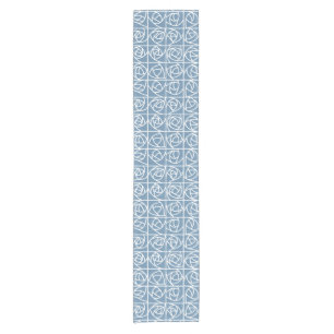 Art Deco Rose Squares Stylised Floral pale blue Short Table Runner