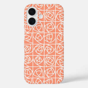 Art Deco Rose Squares Stylised Floral peach iPhone 16 Case