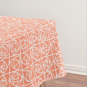 Art Deco Rose Squares Stylised Floral peach Tablecloth