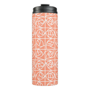 Art Deco Rose Squares Stylised Floral peach Thermal Tumbler