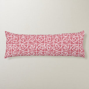 Art Deco Rose Squares Stylised Floral pink Body Cushion
