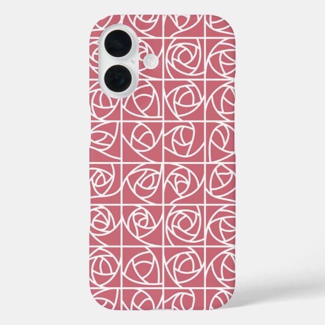 Art Deco Rose Squares Stylised Floral pink Case-Mate iPhone Case (Back)
