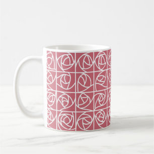 Art Deco Rose Squares Stylised Floral pink Coffee Mug
