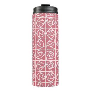 Art Deco Rose Squares Stylised Floral pink Thermal Tumbler
