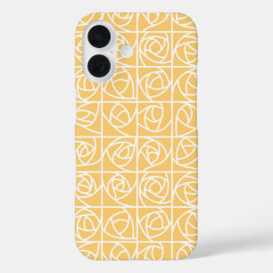 Art Deco Rose Squares Stylised Floral yellow iPhone 16 Case