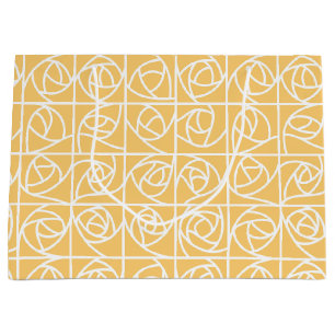 Art Deco Rose Squares Stylised Floral yellow Large Gift Bag