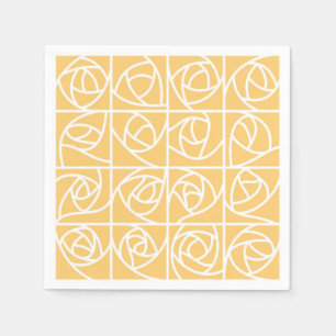 Art Deco Rose Squares Stylised Floral yellow Napkin