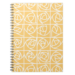 Art Deco Rose Squares Stylised Floral yellow Notebook