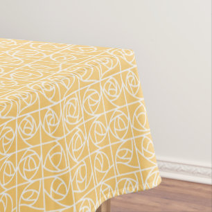 Art Deco Rose Squares Stylised Floral yellow Tablecloth
