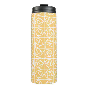 Art Deco Rose Squares Stylised Floral yellow Thermal Tumbler