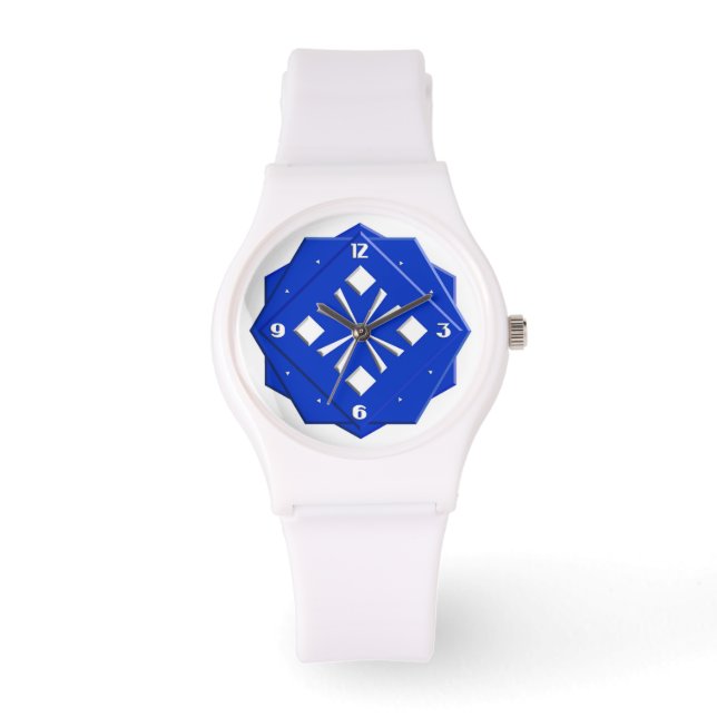 Art Deco sapphire blue geometric pattern Watch (Front)