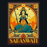 Art Deco Saraswati Poster<br><div class="desc">Saraswati is the Hindu goddess of knowledge,  music,  art,  speech,  wisdom,  and learning. Art deco style for Vasant Panchami.</div>